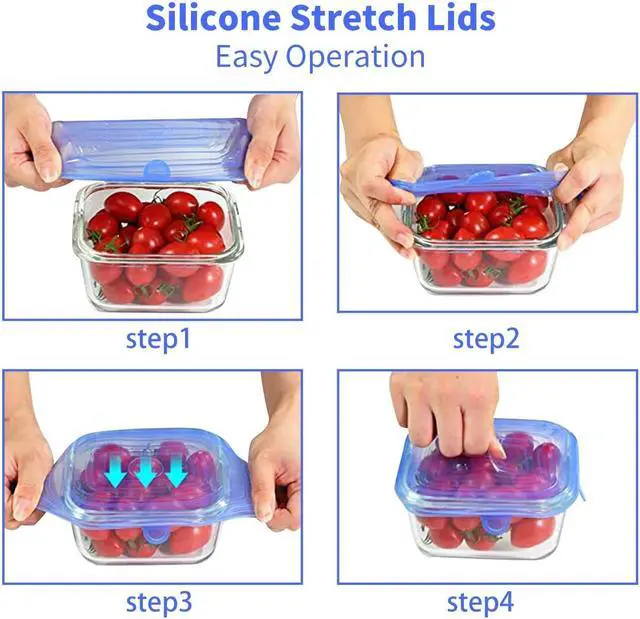 Alt view image 4 of 7 - Silicone Stretch Lids, 18 Pack Reusable Silicone Lids, Silicone Bowl Covers, 6 Sizes Silicone Covers Apply to Food Container, for Freezer & Microwave