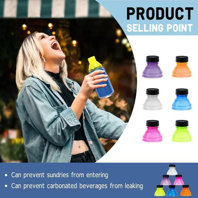 Alt view image 6 of 7 - 12 Pack Can Covers,Reusable Pop Can Bottle Tops Lids for Soda Carbonated Drink Beer Energy Drinks Juice Seltzer,Picnic Beach Gathering Party Accessories