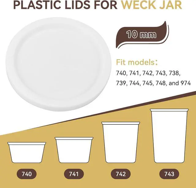 Alt view image 2 of 7 - Plastic Lids Compatible with Weck Jars 10 mm, Keep Fresh Covers 5 Pcs