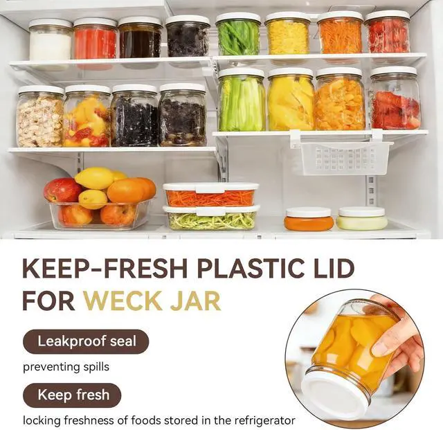 Alt view image 4 of 7 - Plastic Lids Compatible with Weck Jars 10 mm, Keep Fresh Covers 5 Pcs