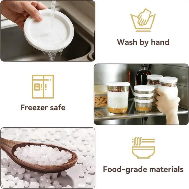 Alt view image 6 of 7 - Plastic Lids Compatible with Weck Jars 10 mm, Keep Fresh Covers 5 Pcs