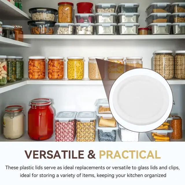 Alt view image 7 of 7 - Plastic Lids Compatible with Weck Jars 10 mm, Keep Fresh Covers 5 Pcs