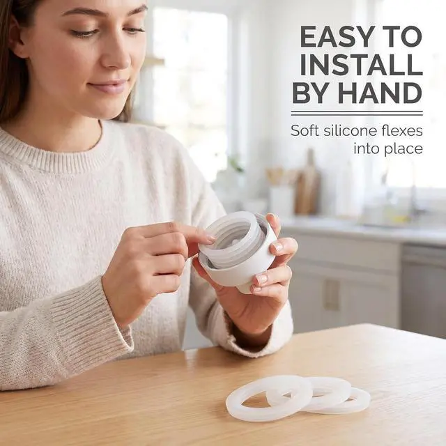 Alt view image 6 of 7 - 10Pcs Silicone Replacement Gasket, Airtight Rubber Seals Rings for Mason Jar Lids, Leak-Proof Canning Fitting Seals Canning Lids Cookware (2.8 inch)