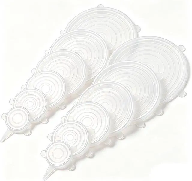 Main image of 12 pcs Silicone Stretch lids set(6 Sizes,white)