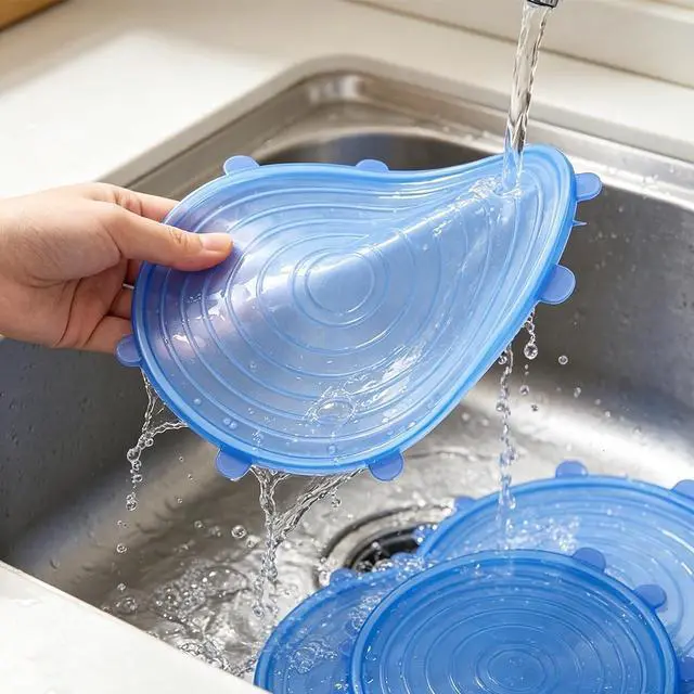 Alt view image 5 of 5 - 12 pcs Silicone Stretch lids set(6 Sizes,white)