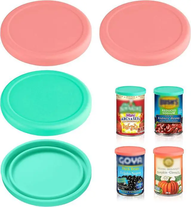 Main image of 3 Inch Silicone Can Lids for Canned Food, 4 Pack Can Cover for for Chef Boyardee, Van Camp's, Goya, Bush's Best, Farmer's Market Can, Fit Most Standard Size, Dishwasher Safe