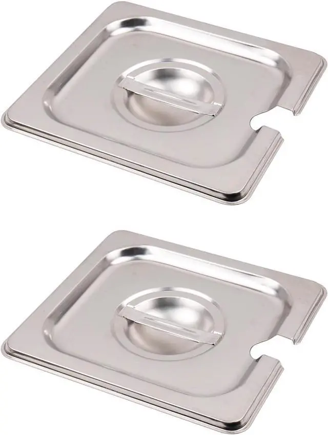Main image of MY MIRONEY 2PCS Stainless Steel 1/6 Size Steam Table Pan Covers