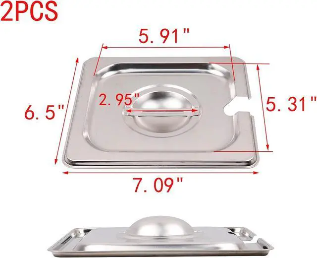 Alt view image 2 of 7 - MY MIRONEY 2PCS Stainless Steel 1/6 Size Steam Table Pan Covers