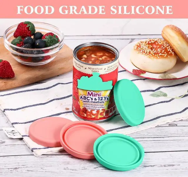 Alt view image 3 of 7 - 3 Inch Silicone Can Lids for Canned Food, 4 Pack Can Cover for for Chef Boyardee, Van Camp's, Goya, Bush's Best, Farmer's Market Can, Fit Most Standard Size, Dishwasher Safe