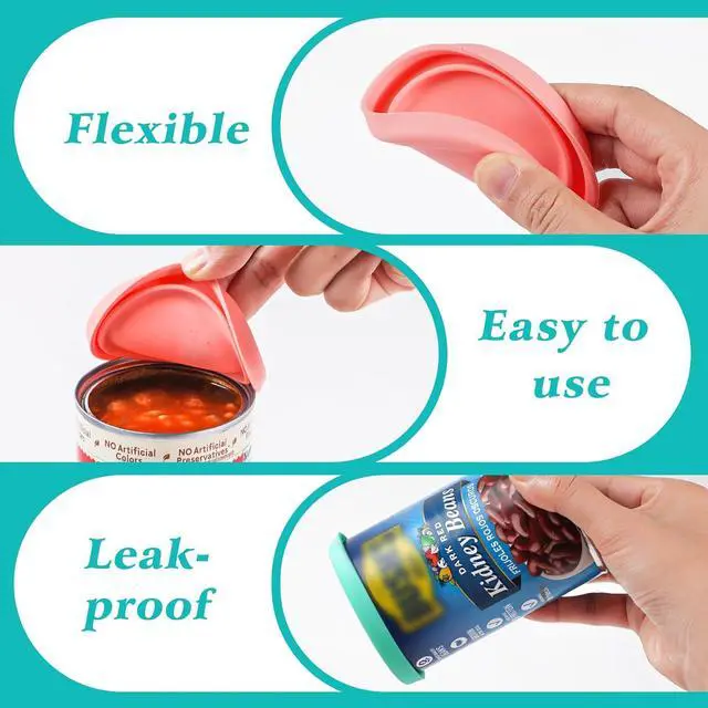 Alt view image 4 of 7 - 3 Inch Silicone Can Lids for Canned Food, 4 Pack Can Cover for for Chef Boyardee, Van Camp's, Goya, Bush's Best, Farmer's Market Can, Fit Most Standard Size, Dishwasher Safe