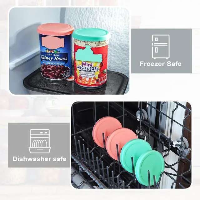 Alt view image 6 of 7 - 3 Inch Silicone Can Lids for Canned Food, 4 Pack Can Cover for for Chef Boyardee, Van Camp's, Goya, Bush's Best, Farmer's Market Can, Fit Most Standard Size, Dishwasher Safe