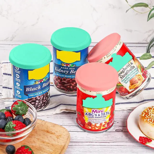 Alt view image 7 of 7 - 3 Inch Silicone Can Lids for Canned Food, 4 Pack Can Cover for for Chef Boyardee, Van Camp's, Goya, Bush's Best, Farmer's Market Can, Fit Most Standard Size, Dishwasher Safe