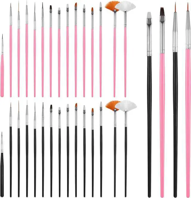 Main image of 30 PCS Cake Decorating Brushes, Cookie Paint Brushes Food Safe Paint Brushs Kit Cookie Decorating Brush Food Paints Fondant Brush DIY Tool Set Icing Pastry Brushs for Painting Baking, Black and Pink