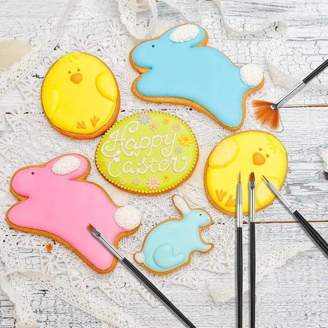 Alt view image 5 of 7 - 30 PCS Cake Decorating Brushes, Cookie Paint Brushes Food Safe Paint Brushs Kit Cookie Decorating Brush Food Paints Fondant Brush DIY Tool Set Icing Pastry Brushs for Painting Baking, Black and Pink