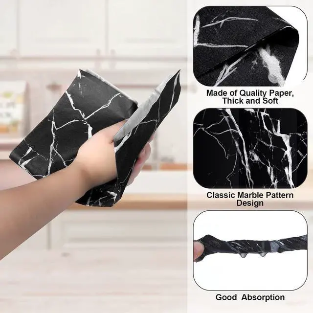 Alt view image 3 of 7 - 50 Pcs Marble Guest Towel Disposable Bathroom Napkins Decorative
