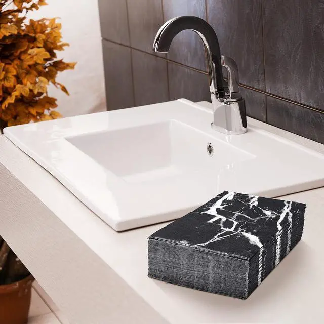 Alt view image 2 of 7 - 50 Pcs Marble Guest Towel Disposable Bathroom Napkins Decorative