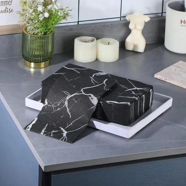 Alt view image 6 of 7 - 50 Pcs Marble Guest Towel Disposable Bathroom Napkins Decorative