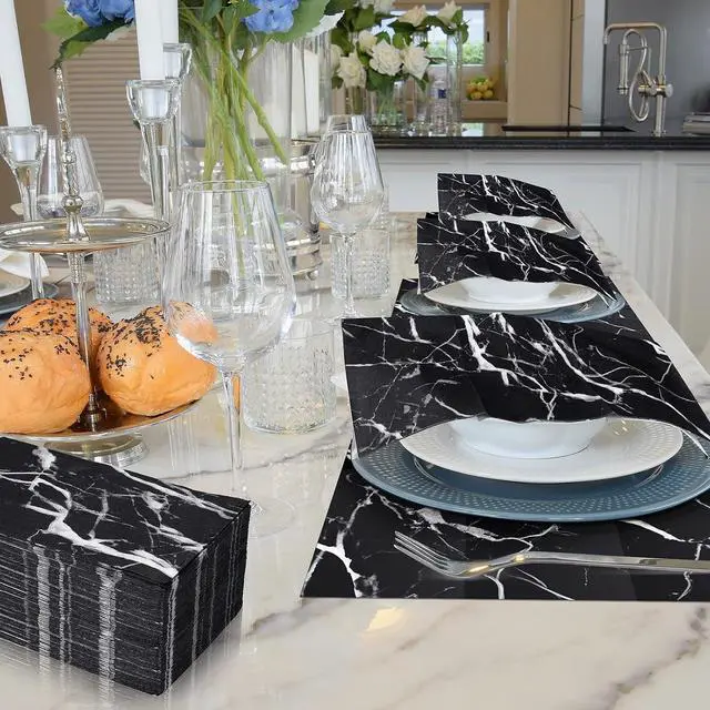 Alt view image 7 of 7 - 50 Pcs Marble Guest Towel Disposable Bathroom Napkins Decorative