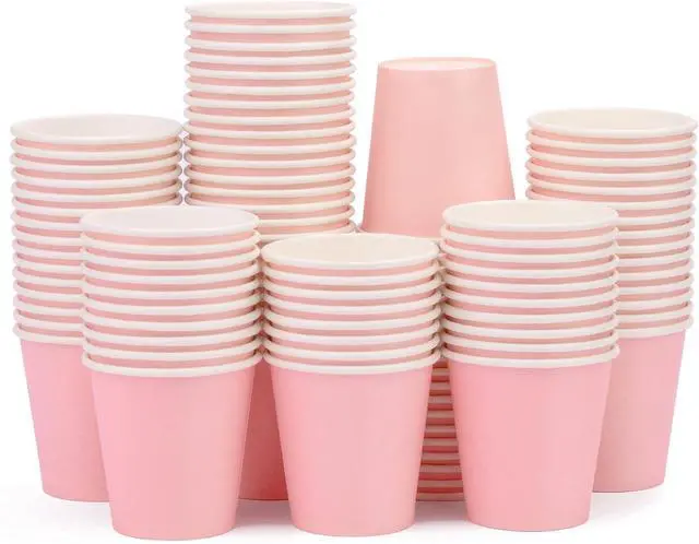 Main image of 100 Pack 3 oz Pink Bathroom Cups, Mouthwash Cups, Small Paper Cups