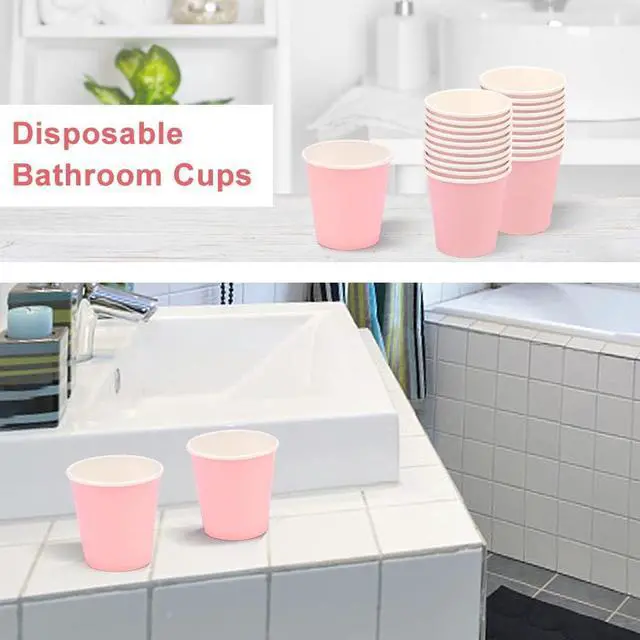 Alt view image 6 of 7 - 100 Pack 3 oz Pink Bathroom Cups, Mouthwash Cups, Small Paper Cups
