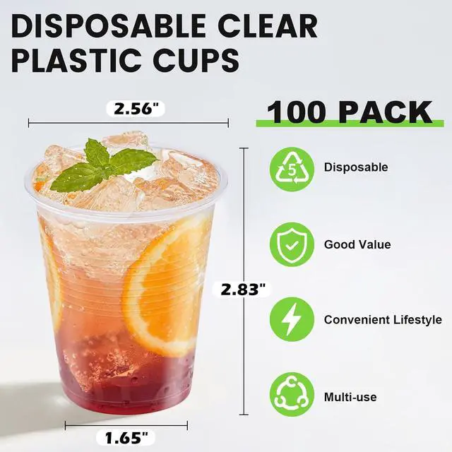 Alt view image 3 of 6 - Lamosi 100 Pack 5 oz Clear Plastic Cups, Disposable Party Cups