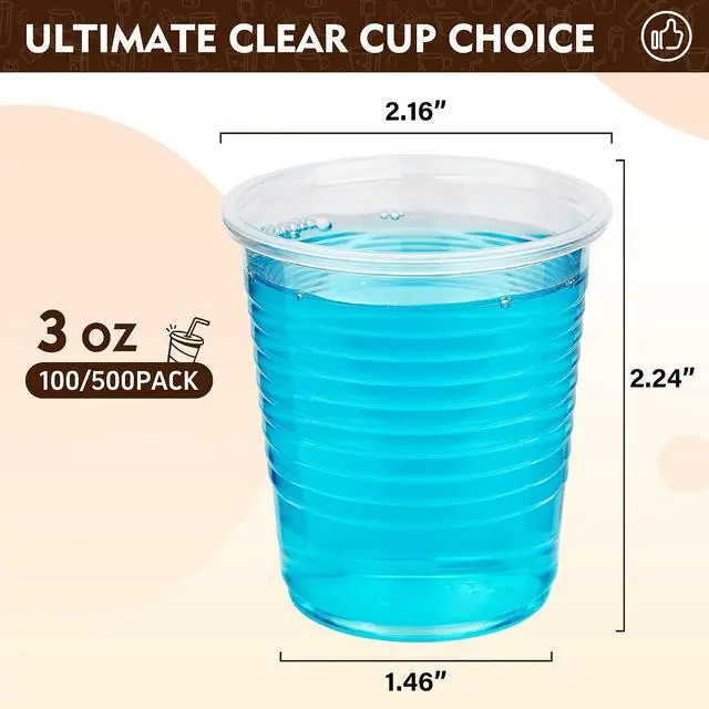 Alt view image 3 of 7 - YEEHAW 100 Pack 3 oz Bathroom Plastic Cups, Disposable Mouthwash Cups, Samll Plastic Cup 3 oz for Cold Beverages, Ideal for Party, Tasting and Drinking