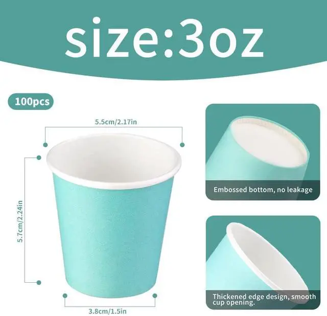 Alt view image 2 of 7 - 100 Pack 3oz Bathroom Cups, Blue Mouthwash Cups, Small Paper Cups