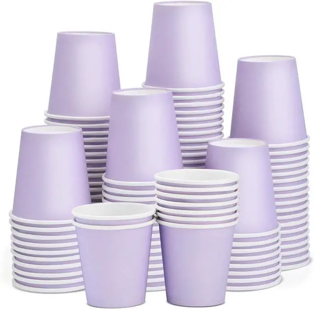 Main image of 100 Pack 3oz Bathroom Cups, Purple Mouthwash Cups, Small Paper Cups