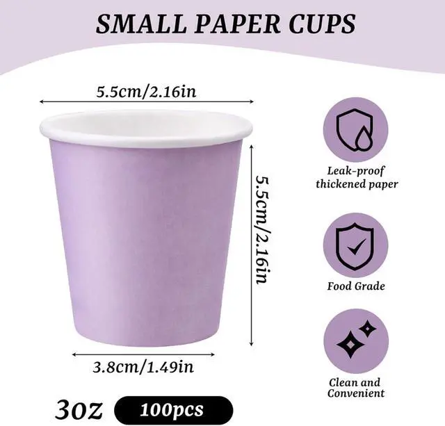 Alt view image 2 of 7 - 100 Pack 3oz Bathroom Cups, Purple Mouthwash Cups, Small Paper Cups
