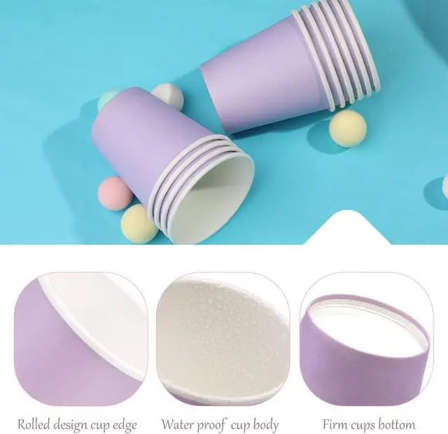 Alt view image 3 of 7 - 100 Pack 3oz Bathroom Cups, Purple Mouthwash Cups, Small Paper Cups