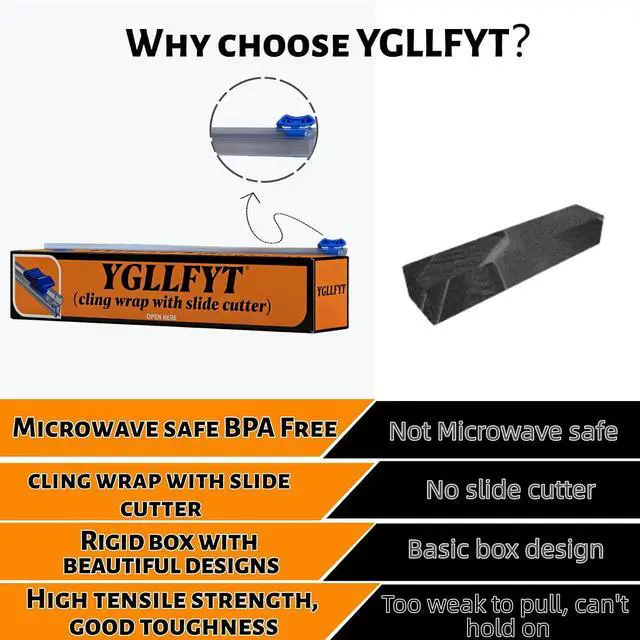 Alt view image 3 of 6 - Plastic Food Wrap with Sliding Cutter - 12-inch 300-foot Restaurant-Grade Plastic Food Wrap Roll - Restaurant Kitchen Bulk Quick-Cut Dispenser (1) household plastic wrapmeat film