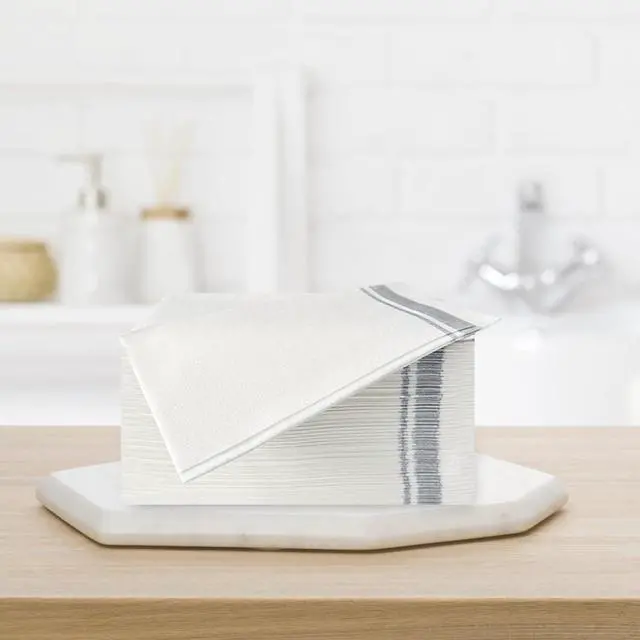 Alt view image 5 of 7 - 50Pack Disposable Dinner Napkins,Linen Feel Paper Guest Towels,Cloth-Like Soft Absorbent Hand Towel,Decorative Napkins for Parties,Halloween,Wedding,Kitchen,17 x 12Inch