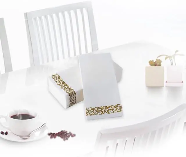 Alt view image 4 of 5 - 50 Disposable Guest Paper Napkins,Soft & Absorbent Line-Feel Dinner Napkin