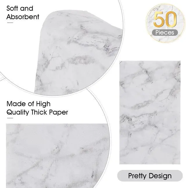 Alt view image 3 of 7 - 50 Pcs Marble Guest Towel Disposable Bathroom Napkins Decorative