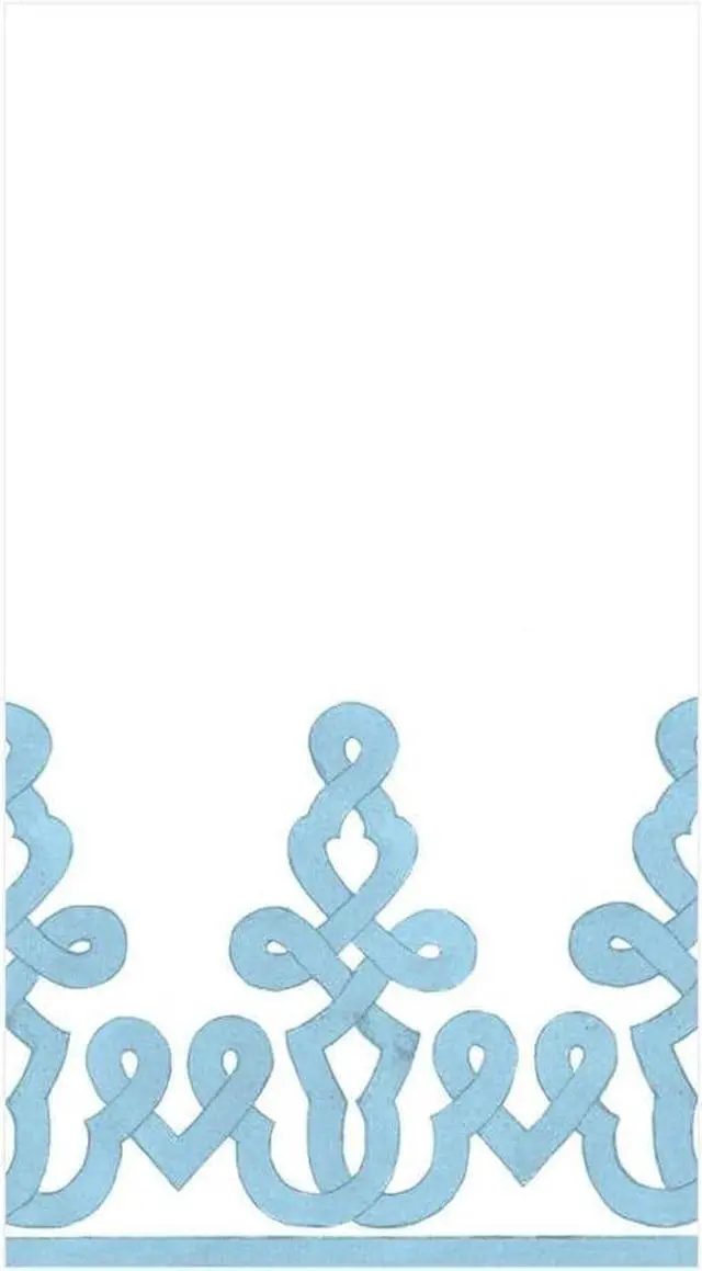Alt view image 2 of 4 - Caspari Dessin Passementerie Paper Linen Disposable Bathroom Guest Towel Napkins in Stone Blue - 12 Count