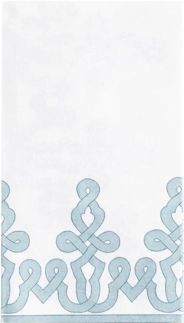 Alt view image 3 of 4 - Caspari Dessin Passementerie Paper Linen Disposable Bathroom Guest Towel Napkins in Stone Blue - 12 Count