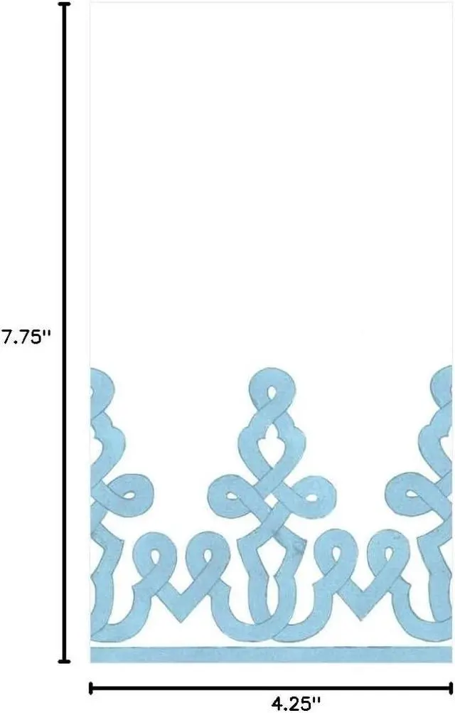 Alt view image 4 of 4 - Caspari Dessin Passementerie Paper Linen Disposable Bathroom Guest Towel Napkins in Stone Blue - 12 Count
