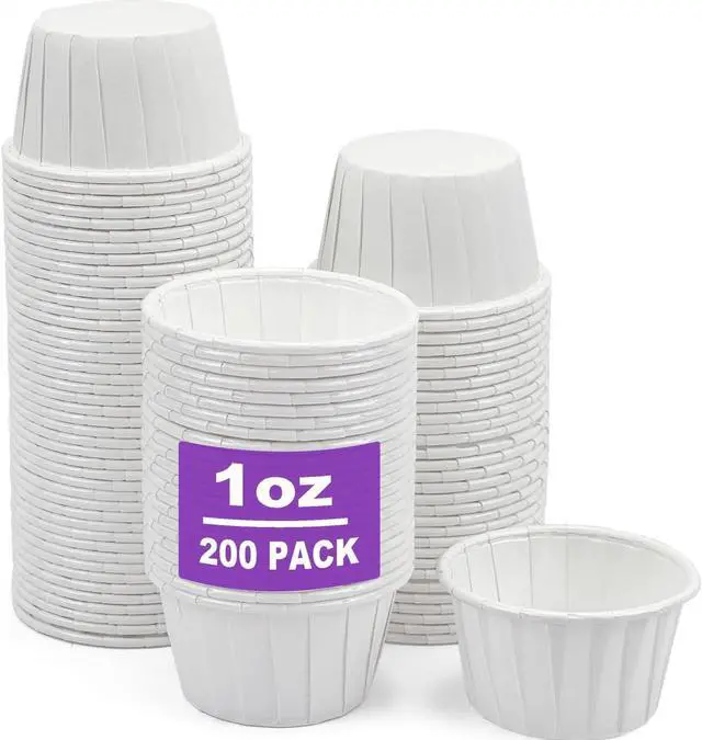 Main image of CAMKYDE 200 pcs Ketchup Cups Small Paper Cup 1 oz, Leak-Proof Food Safe Disposable Condiment Cups Sample Medicine Cup (Pack of 200)