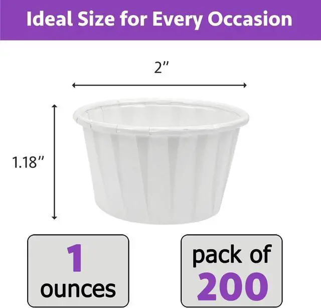 Alt view image 2 of 6 - CAMKYDE 200 pcs Ketchup Cups Small Paper Cup 1 oz, Leak-Proof Food Safe Disposable Condiment Cups Sample Medicine Cup (Pack of 200)