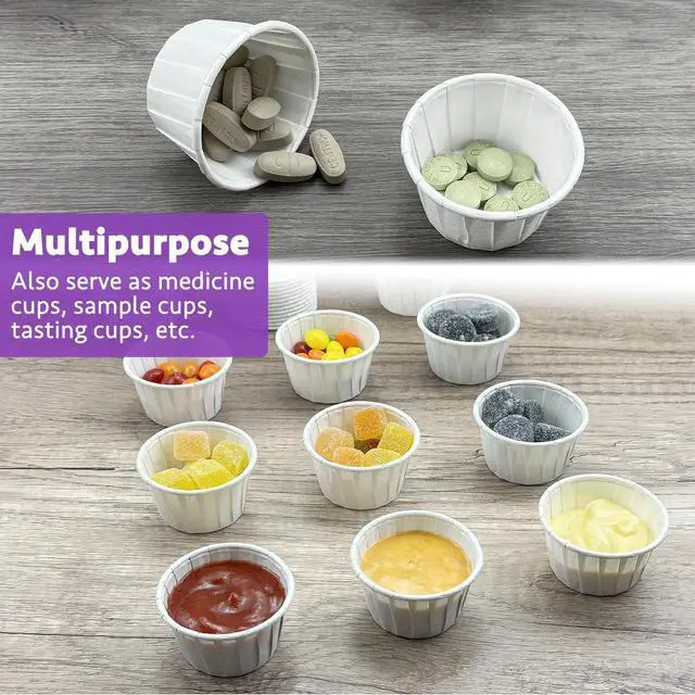 Alt view image 5 of 6 - CAMKYDE 200 pcs Ketchup Cups Small Paper Cup 1 oz, Leak-Proof Food Safe Disposable Condiment Cups Sample Medicine Cup (Pack of 200)