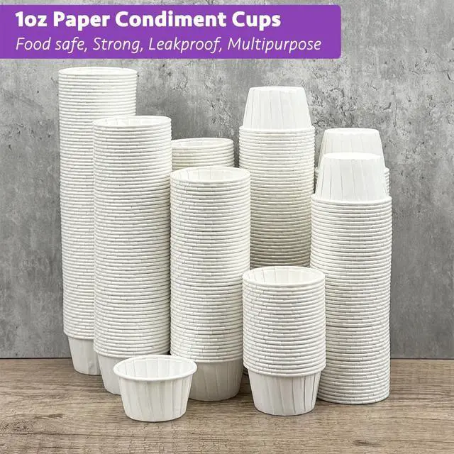 Alt view image 6 of 6 - CAMKYDE 200 pcs Ketchup Cups Small Paper Cup 1 oz, Leak-Proof Food Safe Disposable Condiment Cups Sample Medicine Cup (Pack of 200)