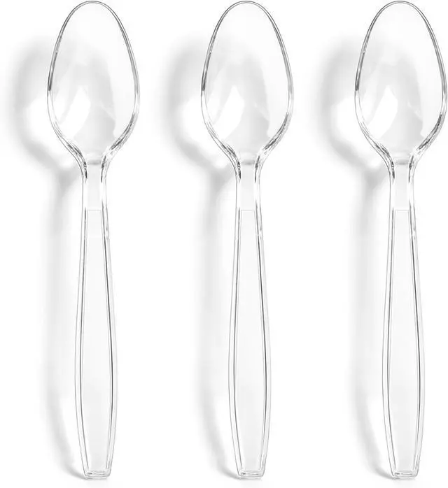Main image of 120 Count Heavy Duty Clear Plastic Spoons, Solid Disposable Spoons