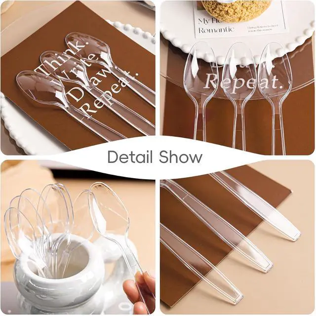 Alt view image 6 of 7 - 120 Count Heavy Duty Clear Plastic Spoons, Solid Disposable Spoons
