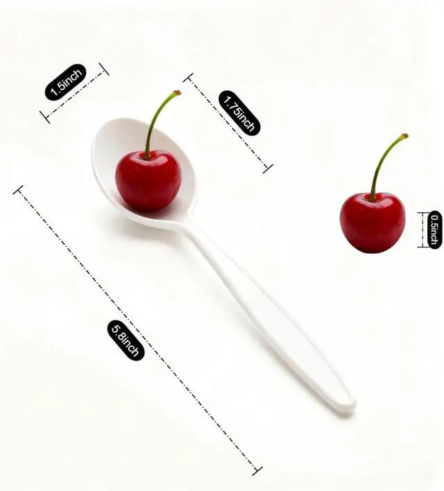 Alt view image 2 of 5 - Eco-Friendly 6" Disposable Soup Spoons - 50 Pack Heavy Duty Disposable Silverware, Extra-Length Cornstarch Serving Spoons for Hot Soup, Ice Cream,Chili, Parties (Ivory)