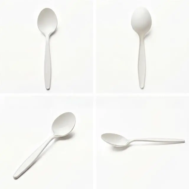 Alt view image 3 of 5 - Eco-Friendly 6" Disposable Soup Spoons - 50 Pack Heavy Duty Disposable Silverware, Extra-Length Cornstarch Serving Spoons for Hot Soup, Ice Cream,Chili, Parties (Ivory)
