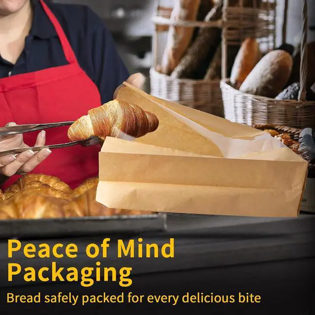 Alt view image 3 of 7 - 10 Pack Large Paper Bakery Sourdough Bags With Clear Window for Homemade Bread - Food Packaging Storage (13.7x8.2x3.5 Inch) (Brown)