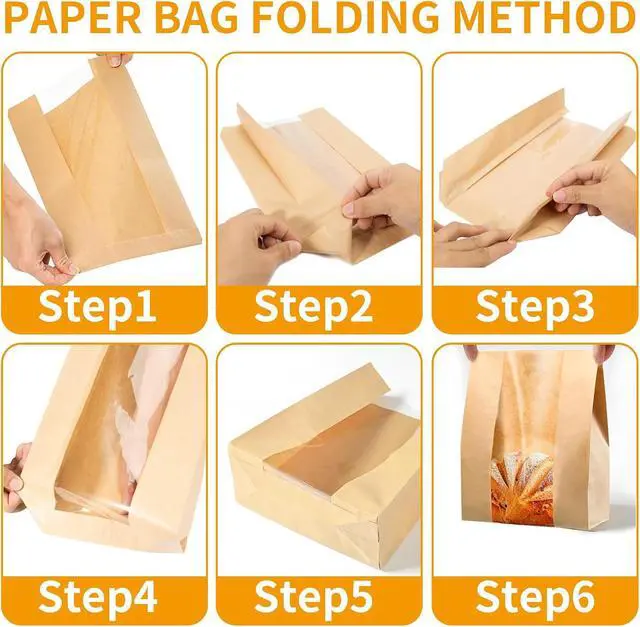 Alt view image 6 of 7 - 10 Pack Large Paper Bakery Sourdough Bags With Clear Window for Homemade Bread - Food Packaging Storage (13.7x8.2x3.5 Inch) (Brown)
