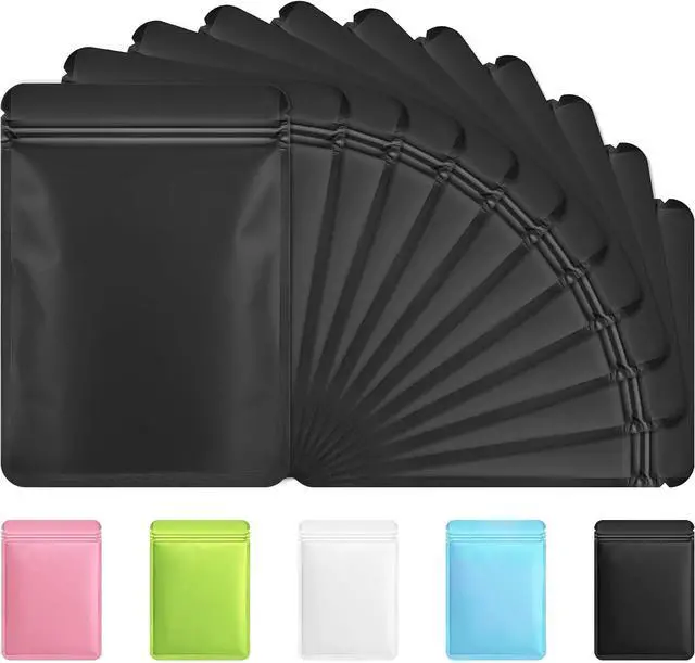 Main image of Funfery 100 Pack Black Mylar Packaging Bags Odor Proof Resealable Bags