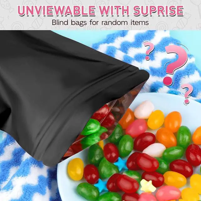 Alt view image 4 of 7 - Funfery 100 Pack Black Mylar Packaging Bags Odor Proof Resealable Bags
