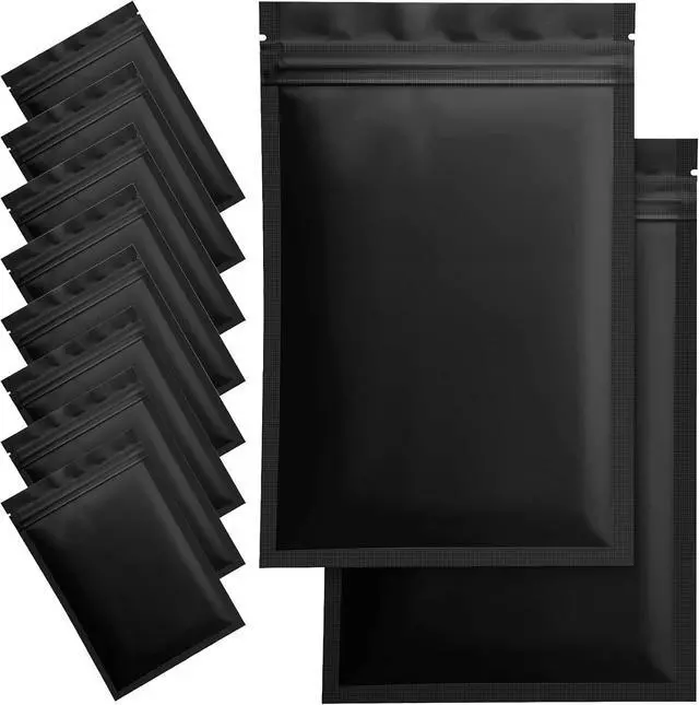 Main image of 100 Pack Smell Proof Mylar Bags for Food Storage - 3 x 4.5 Inch Resealable Packaging Pouch Bags Matte Black